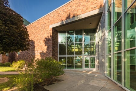 Exterior view of the Health Science and Performing Arts Building E on Walla Walla Campus