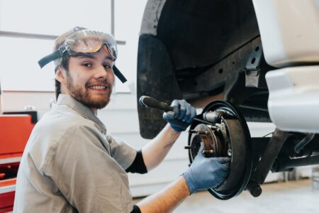 Student fixing car