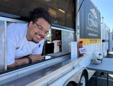 Culinary-Arts Student inside a food truck