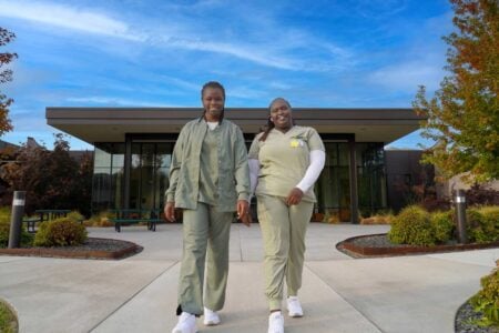 students walking in front of WWCC building