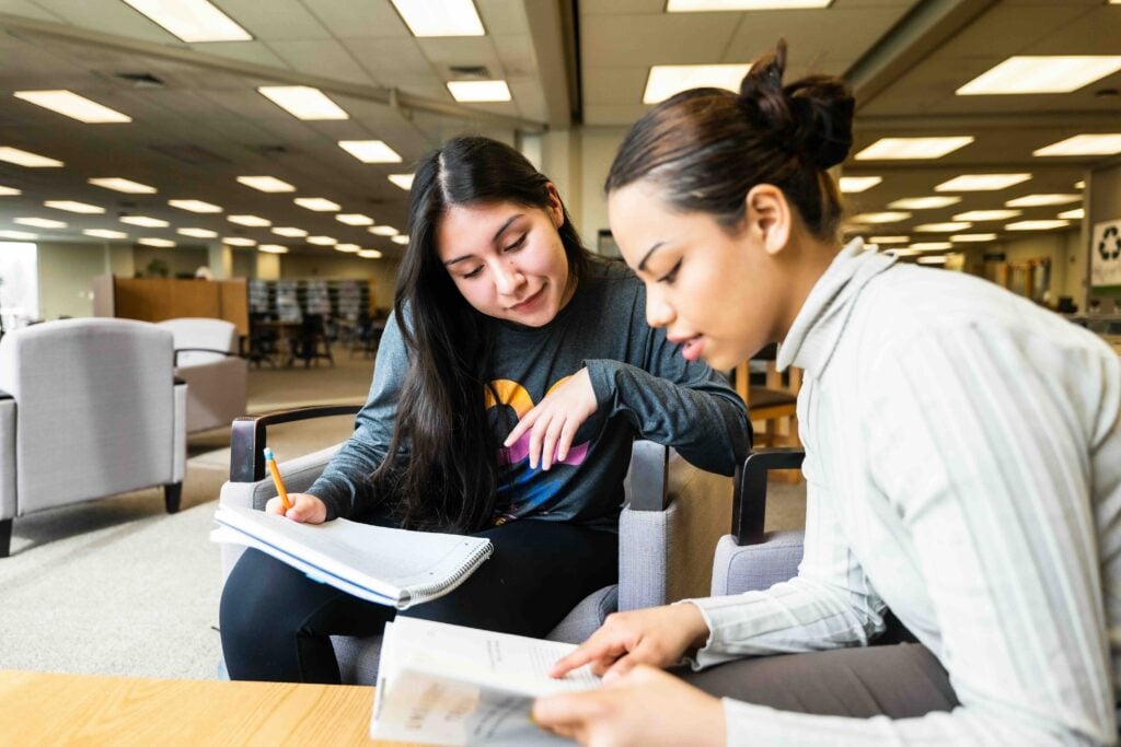 image of student in the library