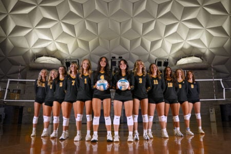 image of volleyball players in the dome.