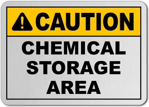 chemical storage caution sign