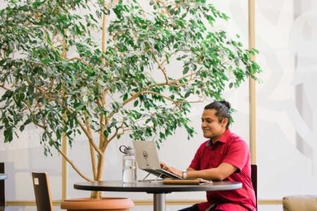 image of student using laptop